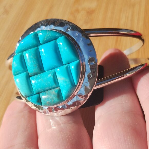 Jay King Sterling Silver Turquoise Inlay Cuff Bracelet Gallery Collection NIB - Picture 6 of 12